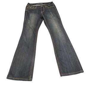 INC International Concepts Bootcut Jeans Women's Size 8 Blue Denim Bling Pockets